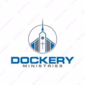 Dockery Ministries logo with a church steeple icon