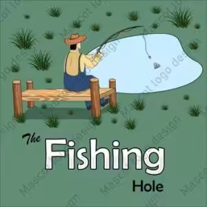 The Fishing Hole logo with an illustrated angler on a dock