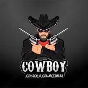Cowboy Comics and Collectibles logo with an illustrated cowboy on black