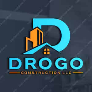 Drogo Construction LLC logo with a blue D and house