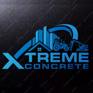 Xtreme Concrete logo with blue city skyline and machinery