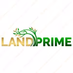 LandPrime logo with green leaf lettering