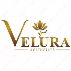 Velura Aesthetics gold logo with a lotus for a med spa
